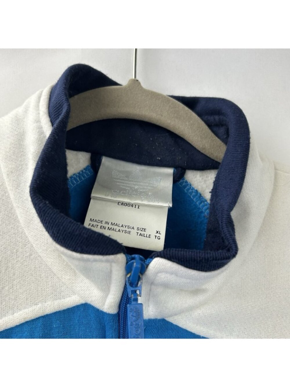 Vintage 90s Adidas Color Block Sweater Men’s XL Blue White Full Zip Sportswear - Picture 14 of 16